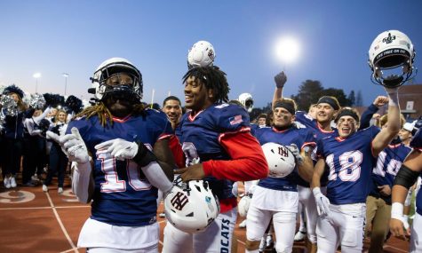 Wildcats celebrate their 24-14 win over Stony Brook. 