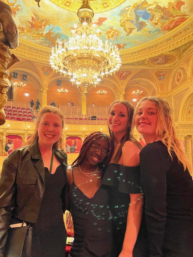Devin Mack, Gabriela Onasanya, Sarah Craft and Emma Kostyun at the Budapest Opera House.