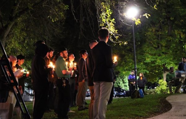 On October 18, the University of New Hampshires College Republicans held a candlelit vigil on Thompson Hall lawn for the lives that had been lost on October 7.