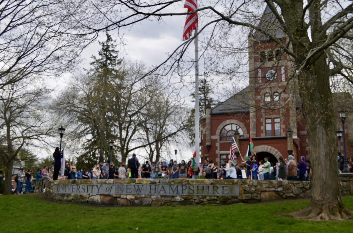 Following the events of May 1, UNH students and faculty members gathered on T-Hall lawn to stand in solidarity with student protesters and Palestine.