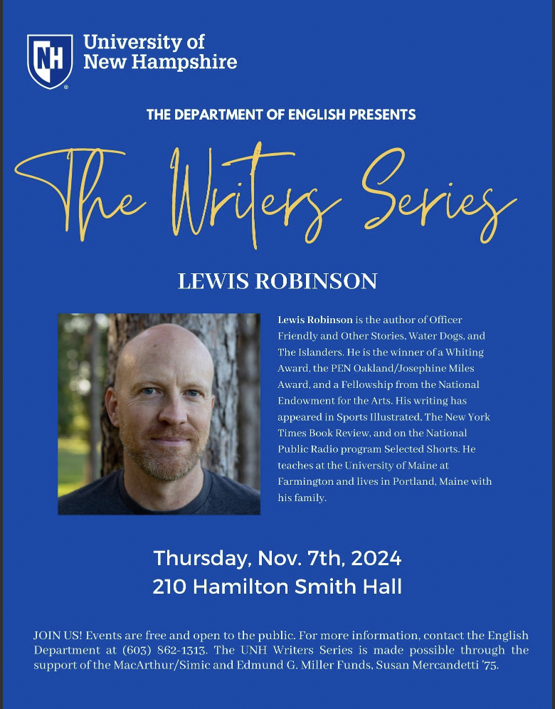 UNH’s Writers Series: Lewis Robinson and 'The Islanders'